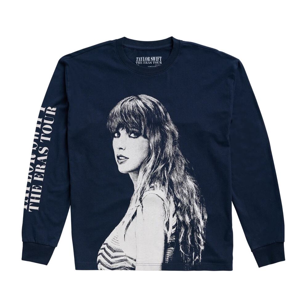 NEW Taylor Swift THE ERAS TOUR Navy Long Sleeve Photo Shirt Large OFFICIAL Blue